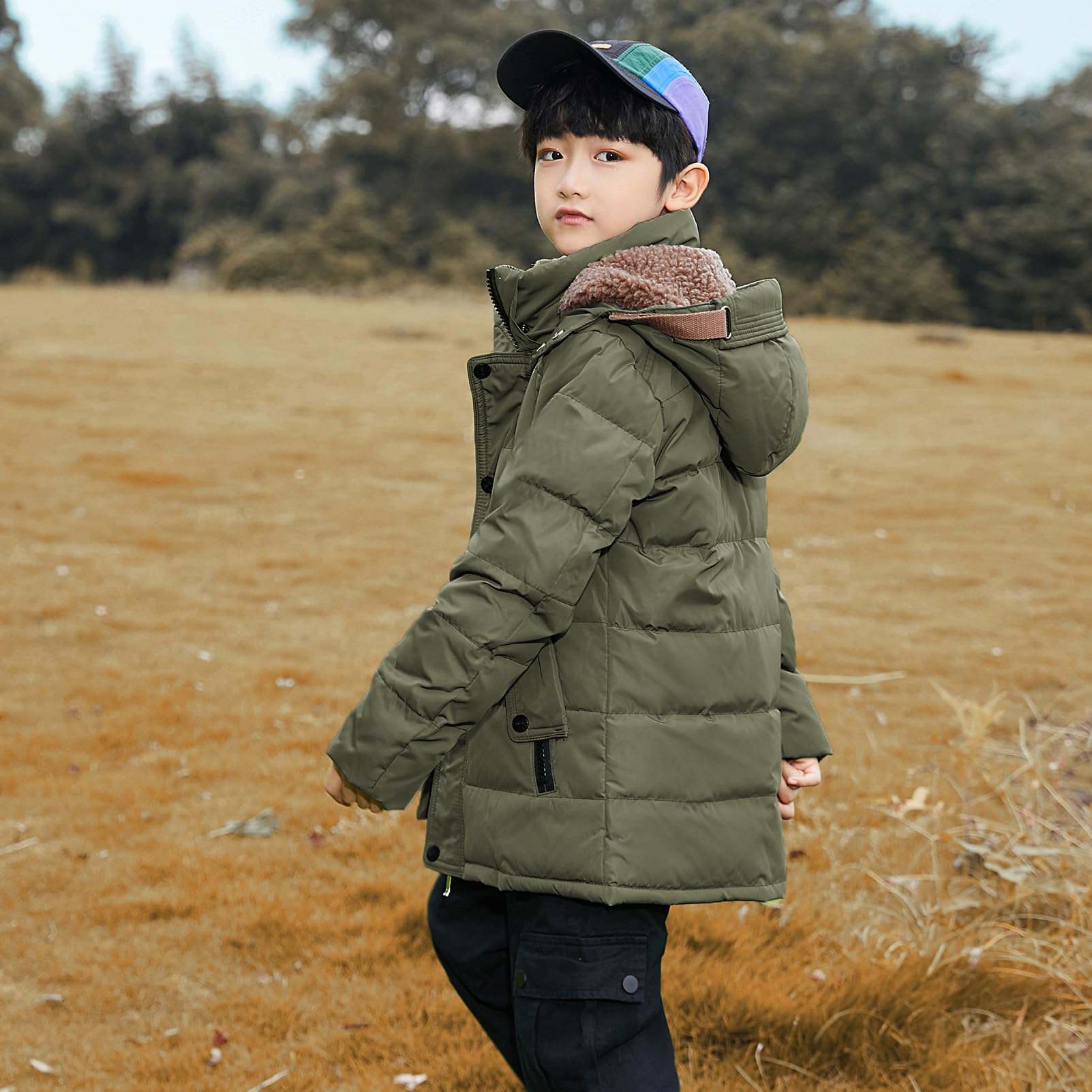 amropi Abrigo para Niño Invierno Chaqueta de Plumas con Capucha Cálido Parka por 5-12 años