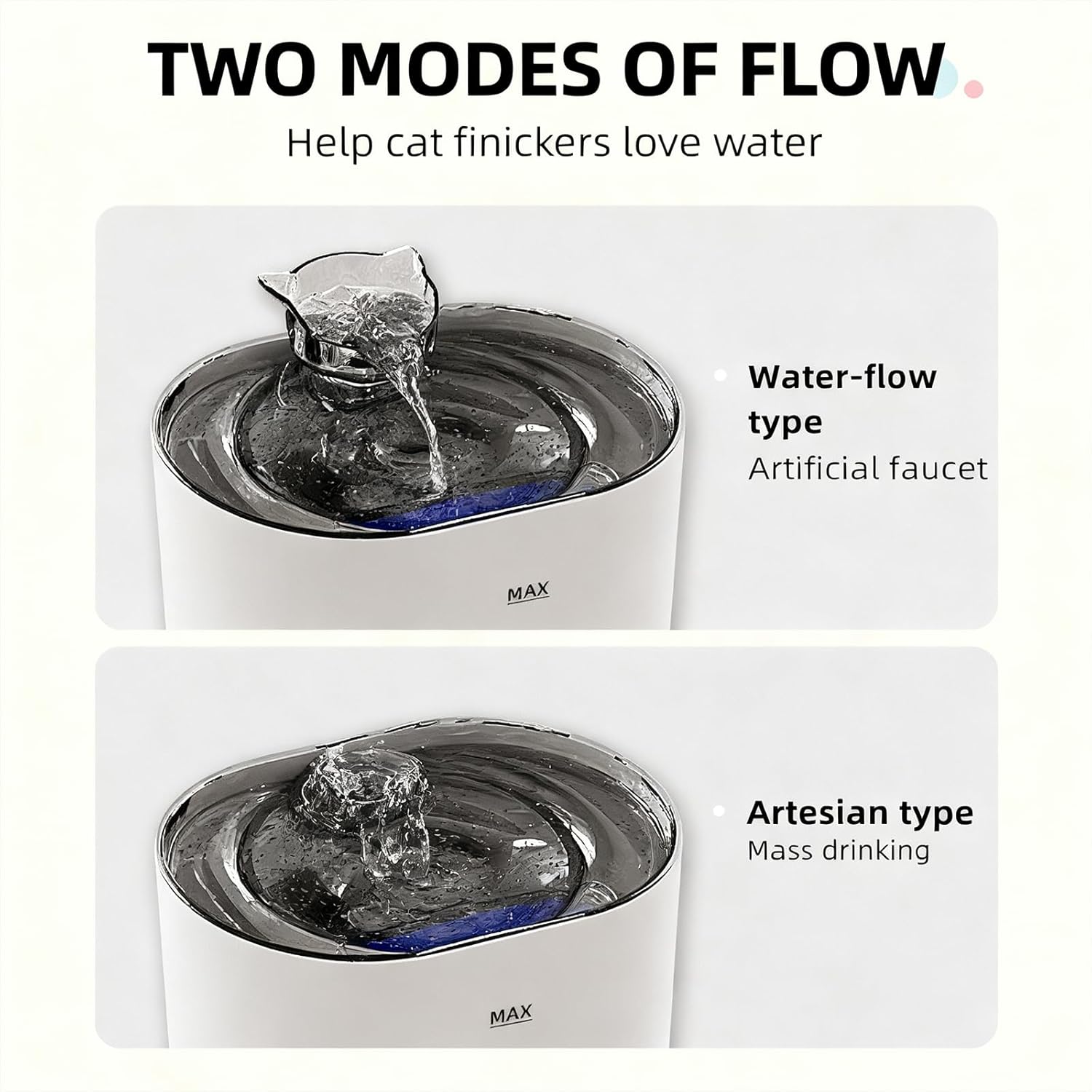 Cat Fountains for Drinking,74Oz/2.2L Pet Cat Water Fountain, Corded Automatic Water Dispenser for Cats Dog,Pet Dog Water Bowl Dispenser with Quiet Pump for Indoor