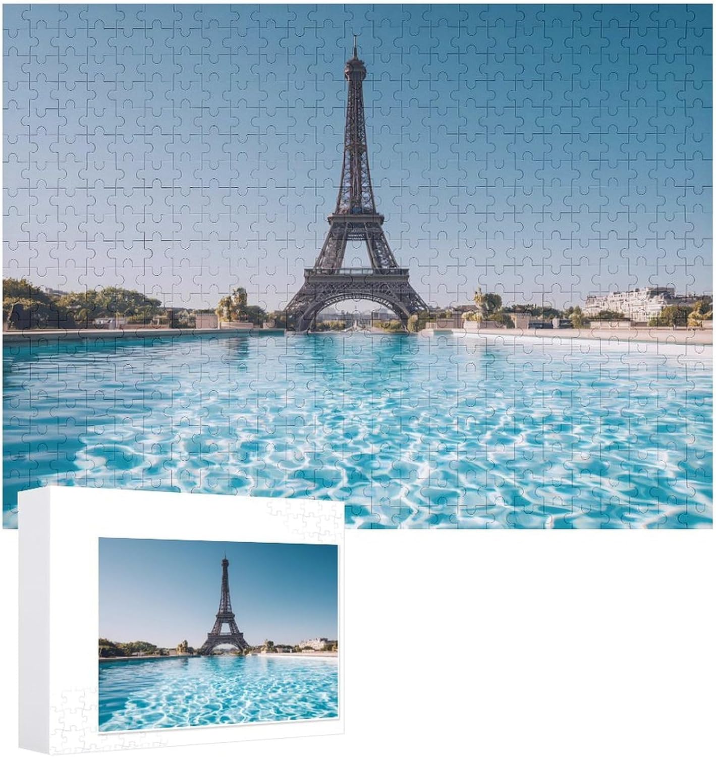 Eiffel Tower Paris France Puzzles for Adults 500 PCS Wooden Jigsaw Puzzle Wall Decor Christmas