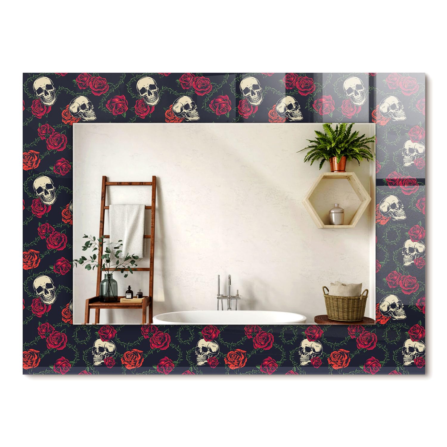 Miroir encadré rectangulaire 80x60cm décoration murale chambre salon moderne
