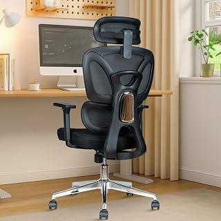 MRC Panther Cushion Ergonomic High Back Mesh Office Computer Chair with Auto Adjustable Lumbar Support,3D Armrests,Multi Lock Mechanism,Seat Sliding,Height Adjustable Backrest (Black) - Amazon product rated Grade A