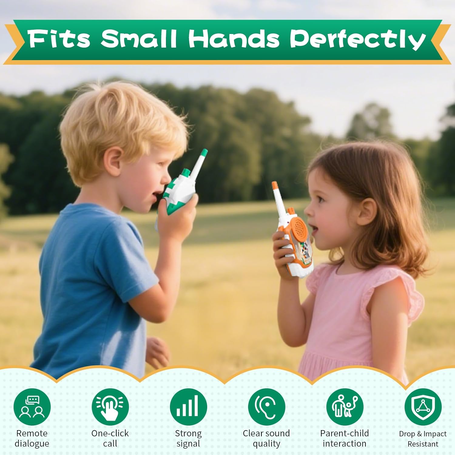 COUOMOXA Walkie Talkies Electronic for Kids: 2 Pack 2000FT Long Range Coverage - Outdoor Toys for Kids Age 3-12 Camping Hiking Backyard Trips - Birthday Gift for Boys Girls - Image 2