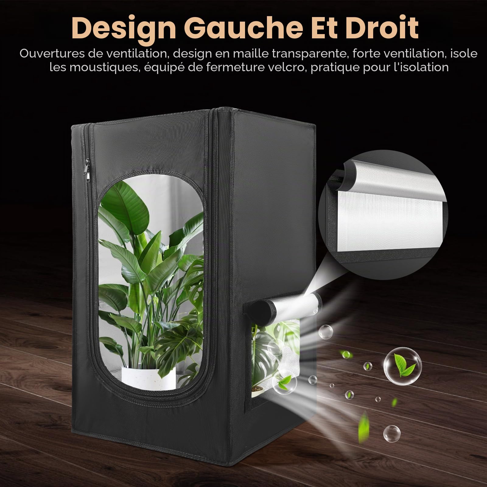 Petite tente de culture 45 x 45 x 75 cm pour système de culture hydroponique. Boîte de culture 600D avec mylar hautement réfléchissant. Une serre d'intérieur comme boîte de culture pour le jardinage