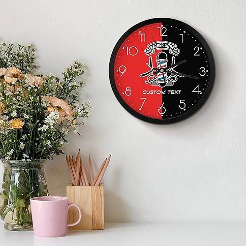 Miniatura 5 de Reloj de pared personalizado para peluquería, añade tu texto, reloj personalizado para corte de pelo, 10 pulgadas, reloj de pared personalizado para