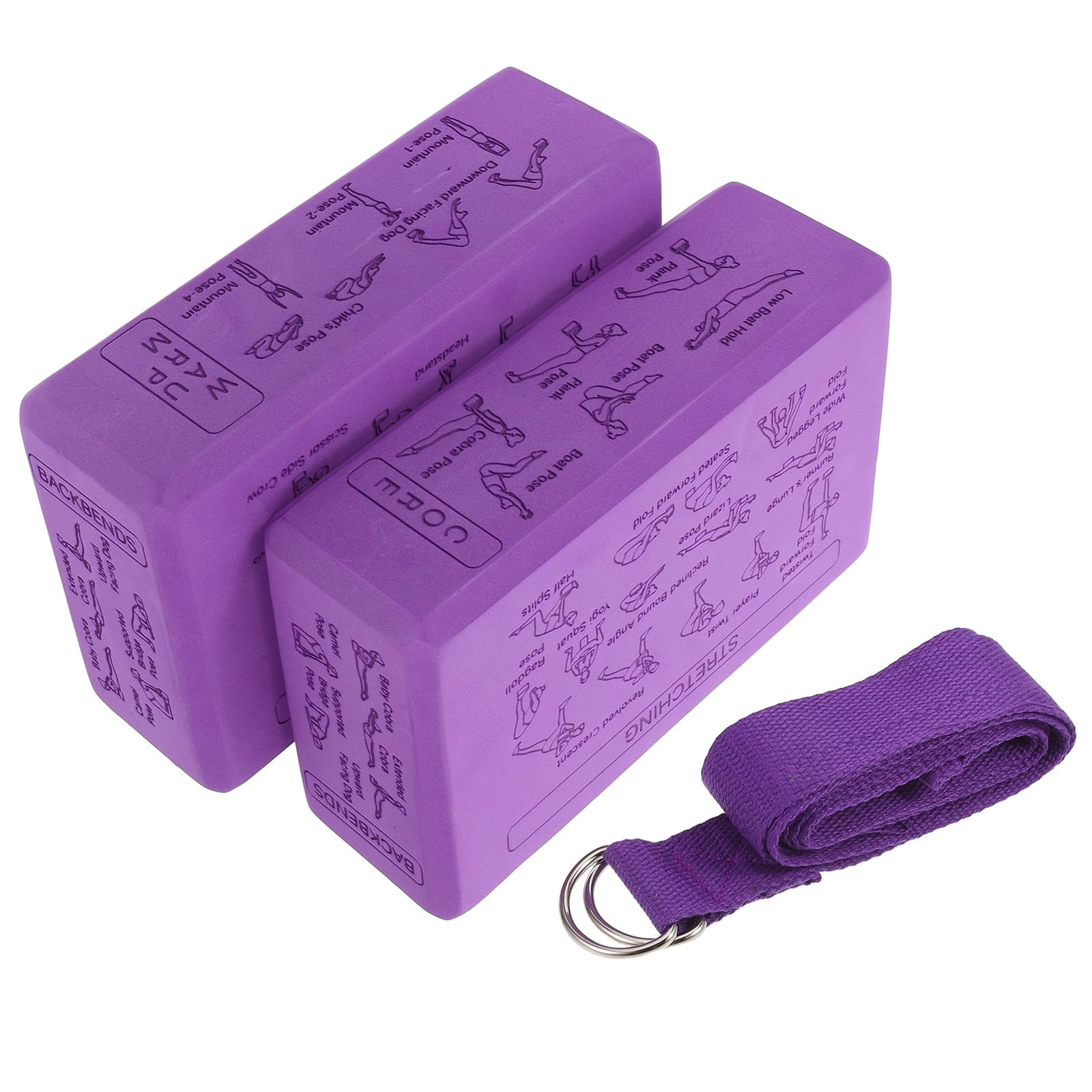 Bloques de Yoga Antideslizantes de Espuma EVA Correa para Pilates y Estiramientos, Ideales para y Principiantes en Fitness y Yoga