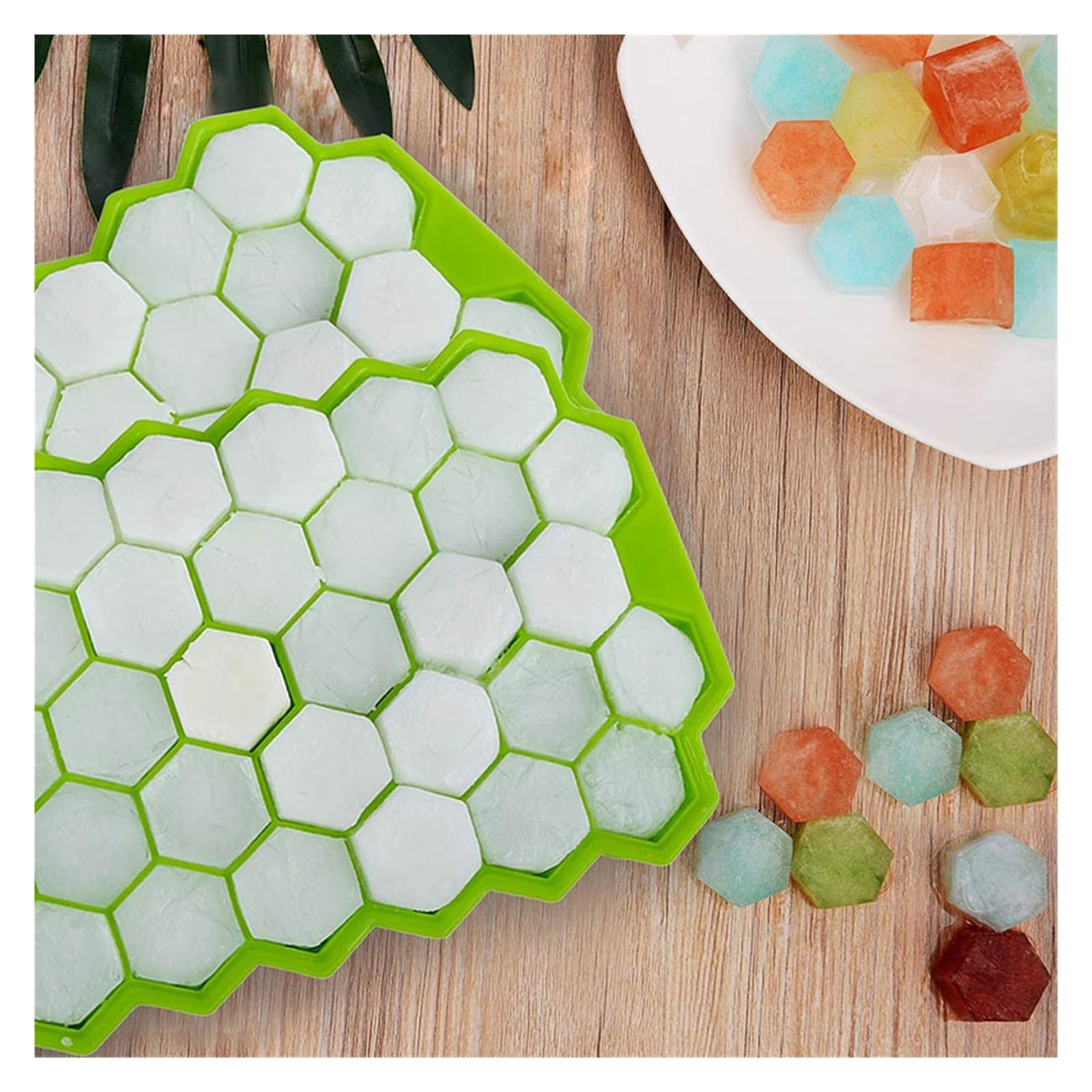 Vassoio per cubetti di Ghiaccio cavità con coperchi Rimovibili Vassoio a Nido d'Ape Stampo per Ghiaccio in Silicone Flessibile per Uso Alimentare per Cocktail di Whisky (Color : Purple with Lid)