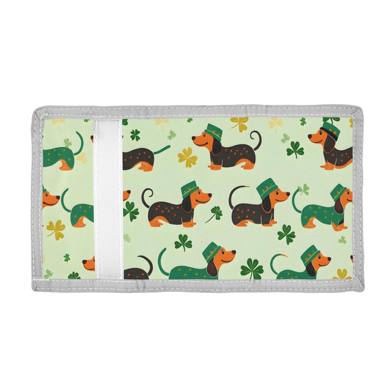 ALAZA Kids Wallets for Boys Girls Toddler Trifold Wallet Children Small Dachshund Clover Pattern with Zipper Coin Pocket