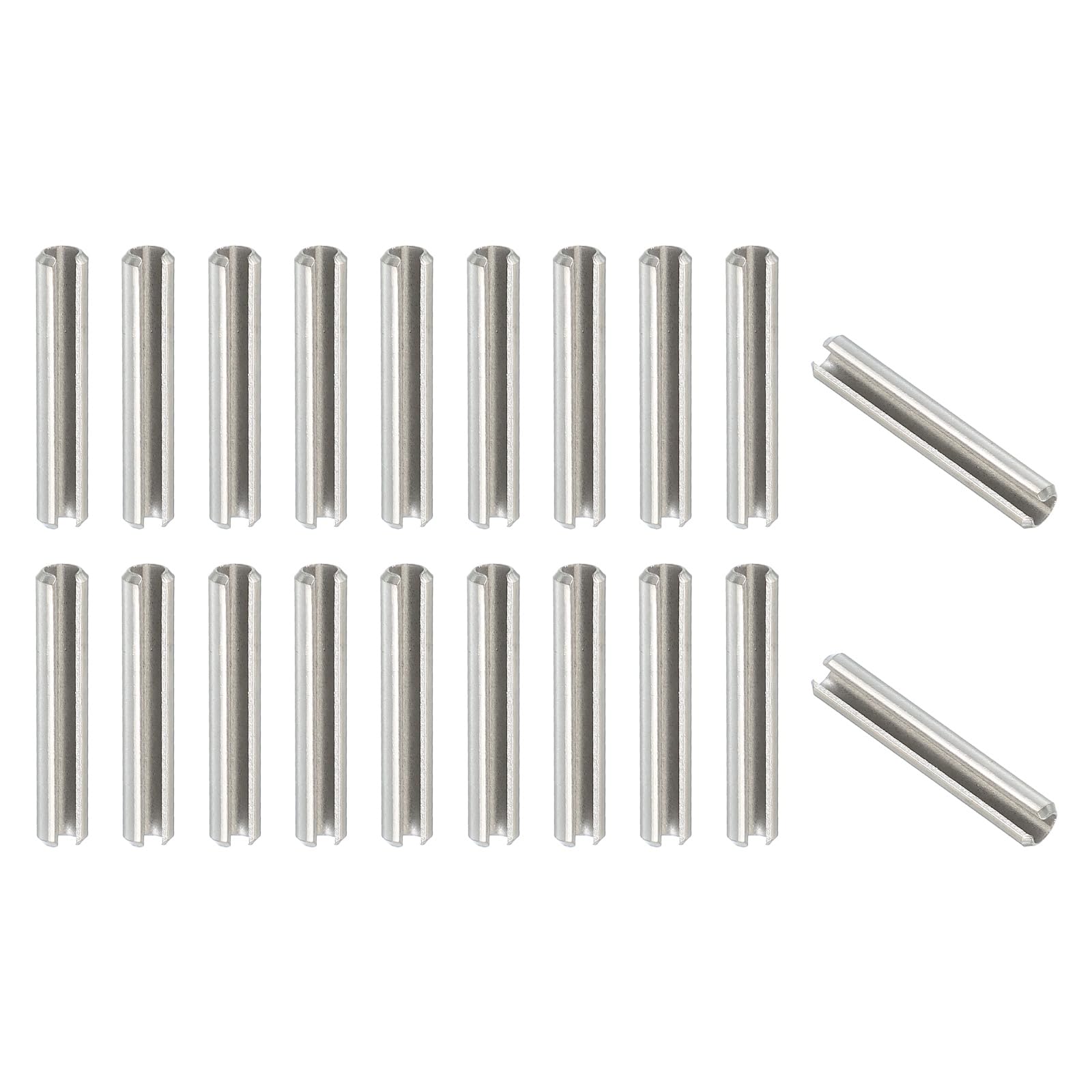 PATIKIL Slotted Spring Pin, 20 Pcs 3/16" x 1-3/16" (5.3mm x 30mm) 304 Stainless Steel Split Roll Pins Spring Dowel for Home Improvement Automotive Machine Repair, Silver