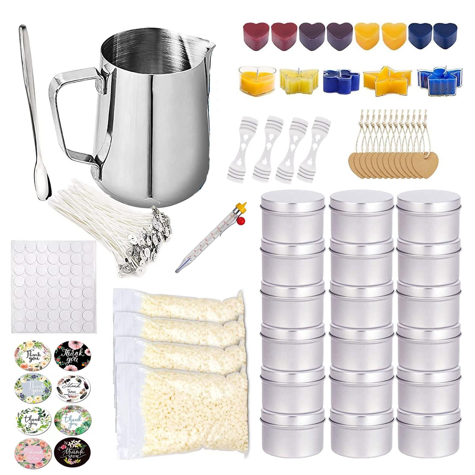 LCPKUTTR Complete Candle Making Kit,Candle Making Supplies,DIY Arts and Crafts Kits for Adults,Beginners,Kids Including Wax, Wicks, Dyes,Melting Pot,Candle tins THD-1210