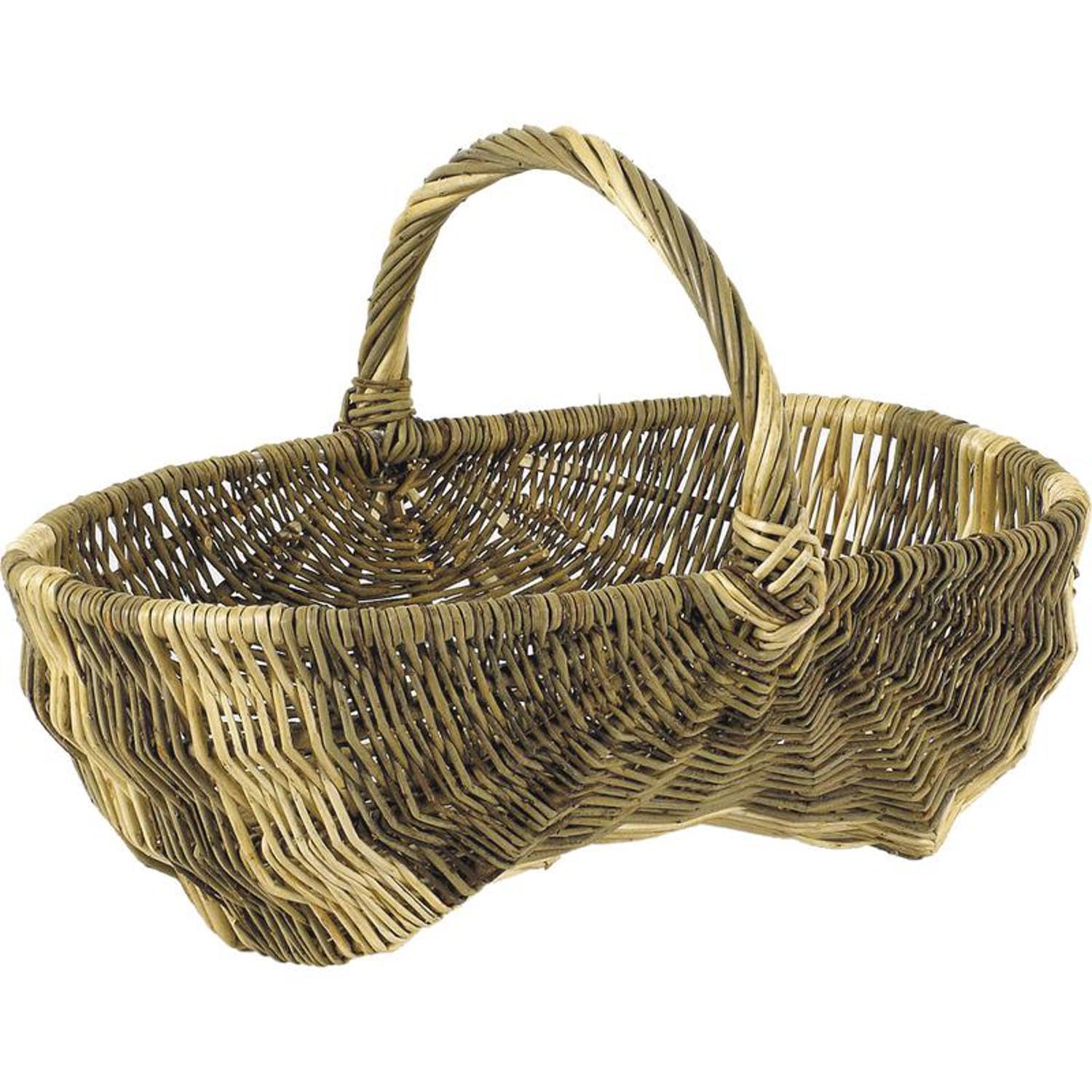 AUBRY GASPARD - Lot de 2 Paniers Bourguignons en Osier Brut - Naturel et Blanc - Fabrication Artisanale - Petit 35 x 25 x 10 cm - Grand 43 x 29 x 14 cm - Rangement Rustique et Élégant pour Maison