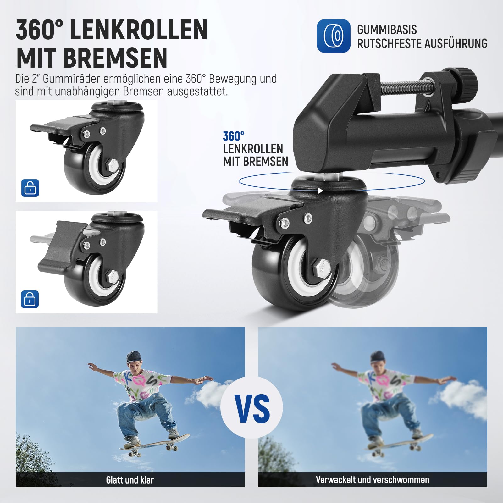 Neewer Fotografie Professionell Schwerlast-Stativ Dolly mit Gummi-Räder und verstellbaren Beinbefestigungen für Canon Nikon Sony DSLR-Kameras Camcorder Foto Videobeleuchtung – Bild 4