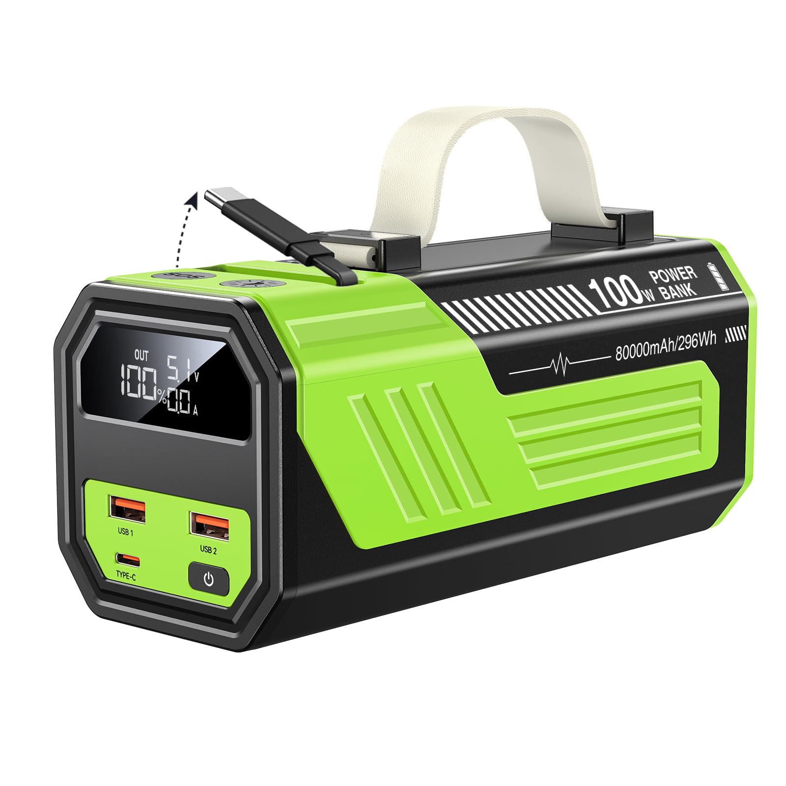 powerbank 100w 80000mah retrattile cable rapidica*)((
