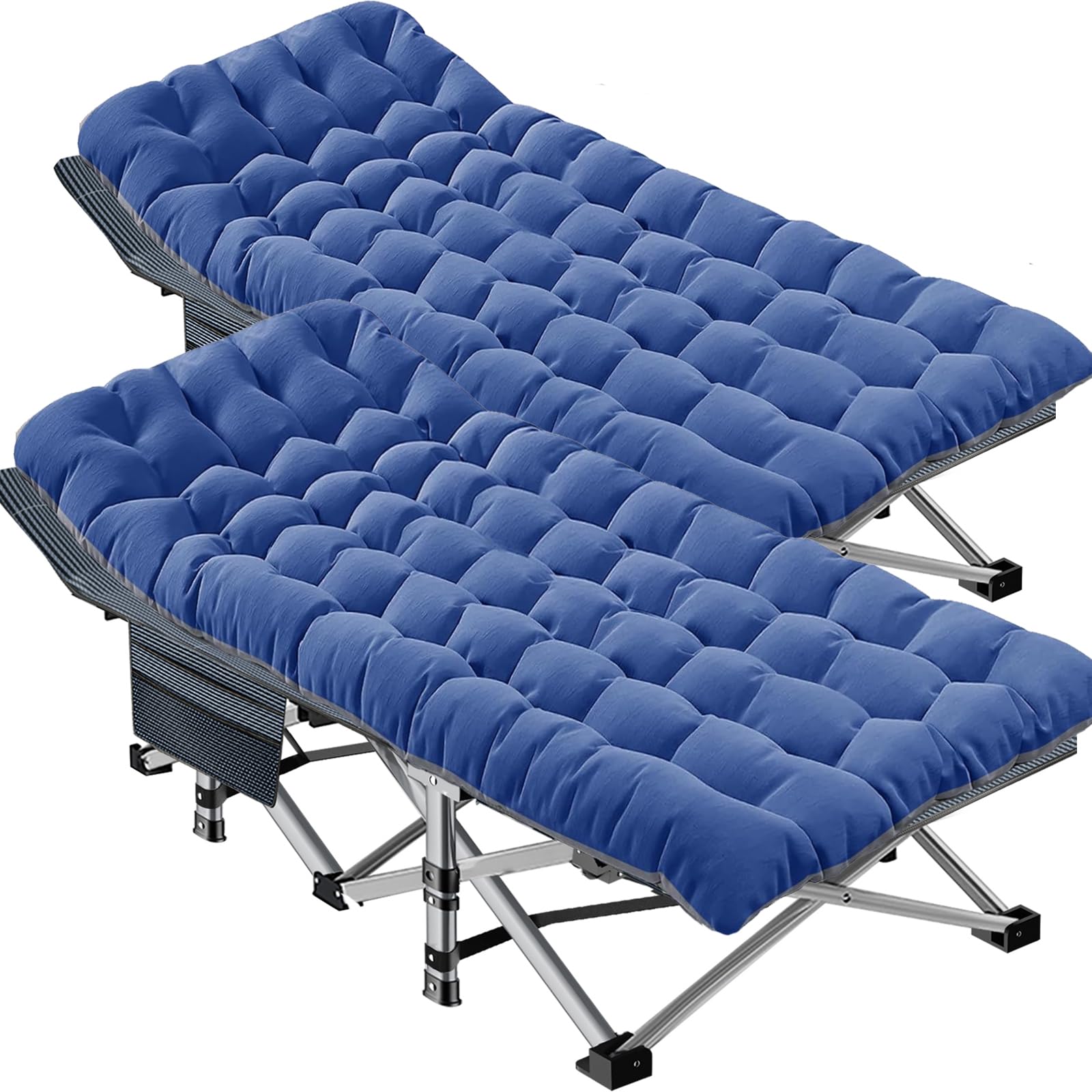 DoCred Oversized XXL Folding Camping Cot with Mattress, 2 Pack Heavy Duty Sleeping Cot Bed Portable Adults Outdoor Bed with Carry Bag, Travel Camp