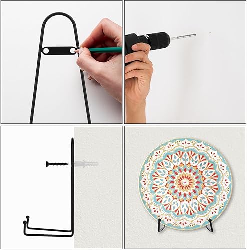 Miniatura 5 de Sumnacon Perchas de metal para placas de pared de 8 pulgadas con tornillos, paquete de 4 soportes para platos para exhibir en la pared, soporte