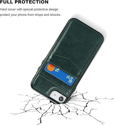 Miniatura 6 de KIHUWEY Funda tipo cartera para iPhone SE iPhone 78 con tarjetero de crédito, cierre magnético de cuero de primera calidad, resistente función