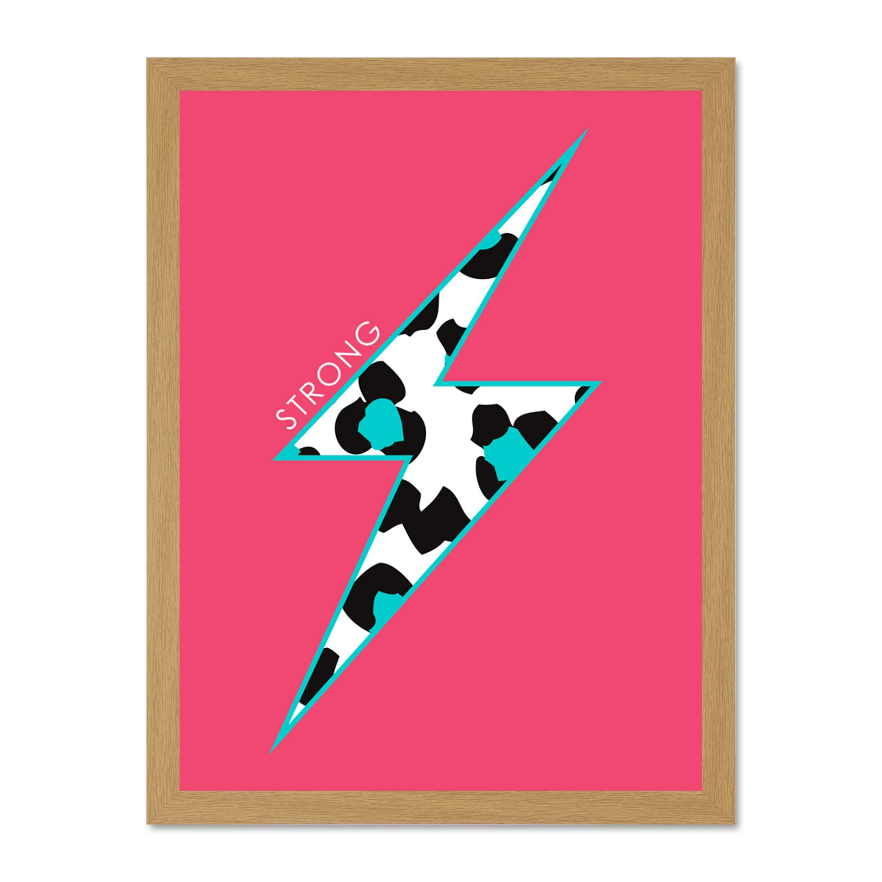 Wee Blue Coo Pink Teal Leopard Strong Large Framed Art Print Wall Poster 18x24 inch