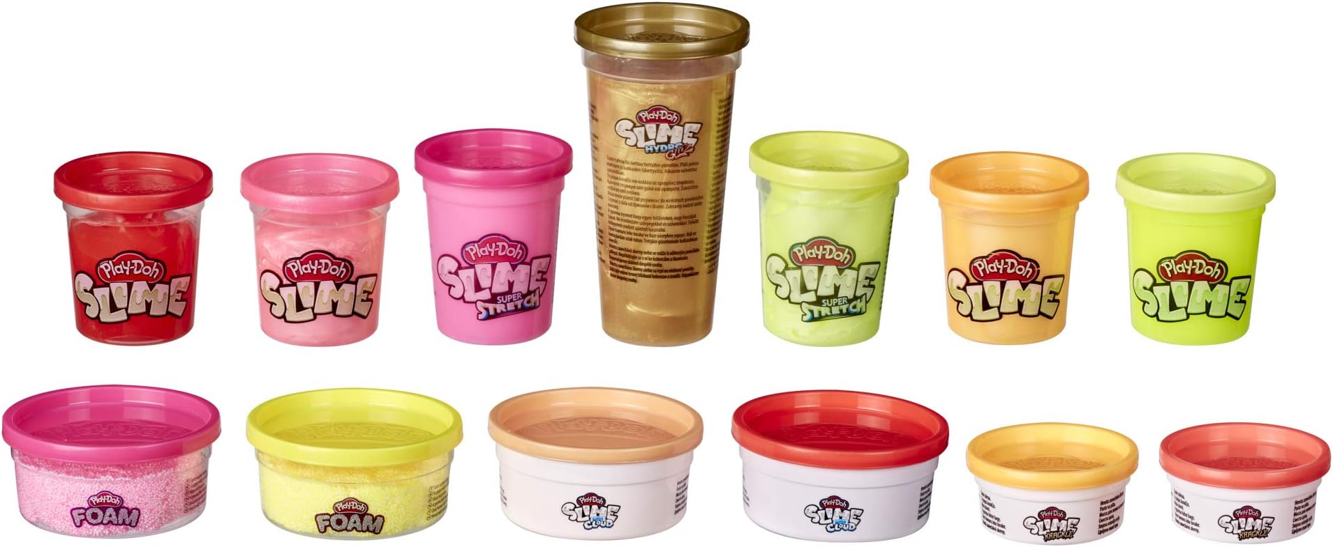 Play-Doh Foam and Play-Doh Slime: Super Cloud, HydroGlitz, Super Stretch, and Krackle 13 Multipack Bundle of Summer Colors for Kids 3 Years and Up, Non-Toxic (Amazon Exclusive)
