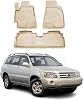OMAC Floor Mats for Toyota Highlander 2001-2007 Car Mats All Weather 3D Custom Fit Rubber Mat Waterproof Odorless TPE Floor Liners Laser Measured Non-Slip Beige