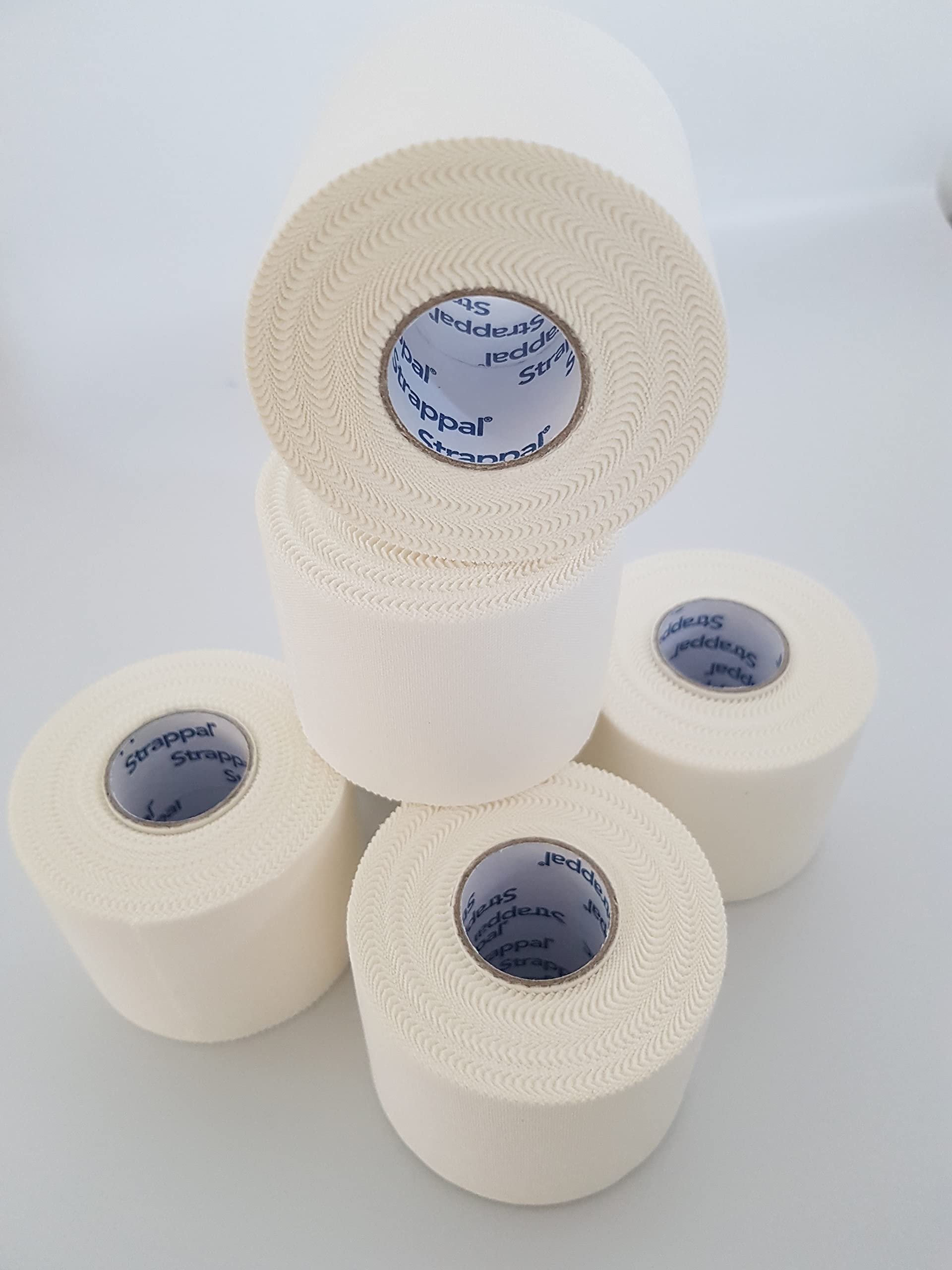 Strappal nastro taping sportivo anelastico professionale tape zigrinato all’ossido di zinco per bendaggi funzionali stabilizzazione articolare fisioterapia e sport | latex free | 5 cm x10 m 6 pz