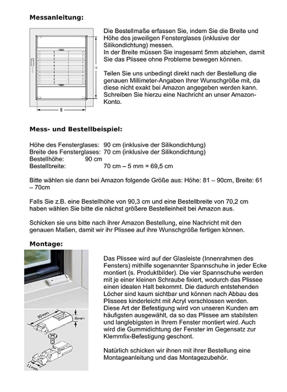 Plissee nach Maß, hochqualitative Wertarbeit, für Fenster und Türen, alle Größen, Maßanfertigung, Jalousie, Faltrollo (Farbe: Hellgrau, Höhe: 181-190cm, Breite: 61-70cm)