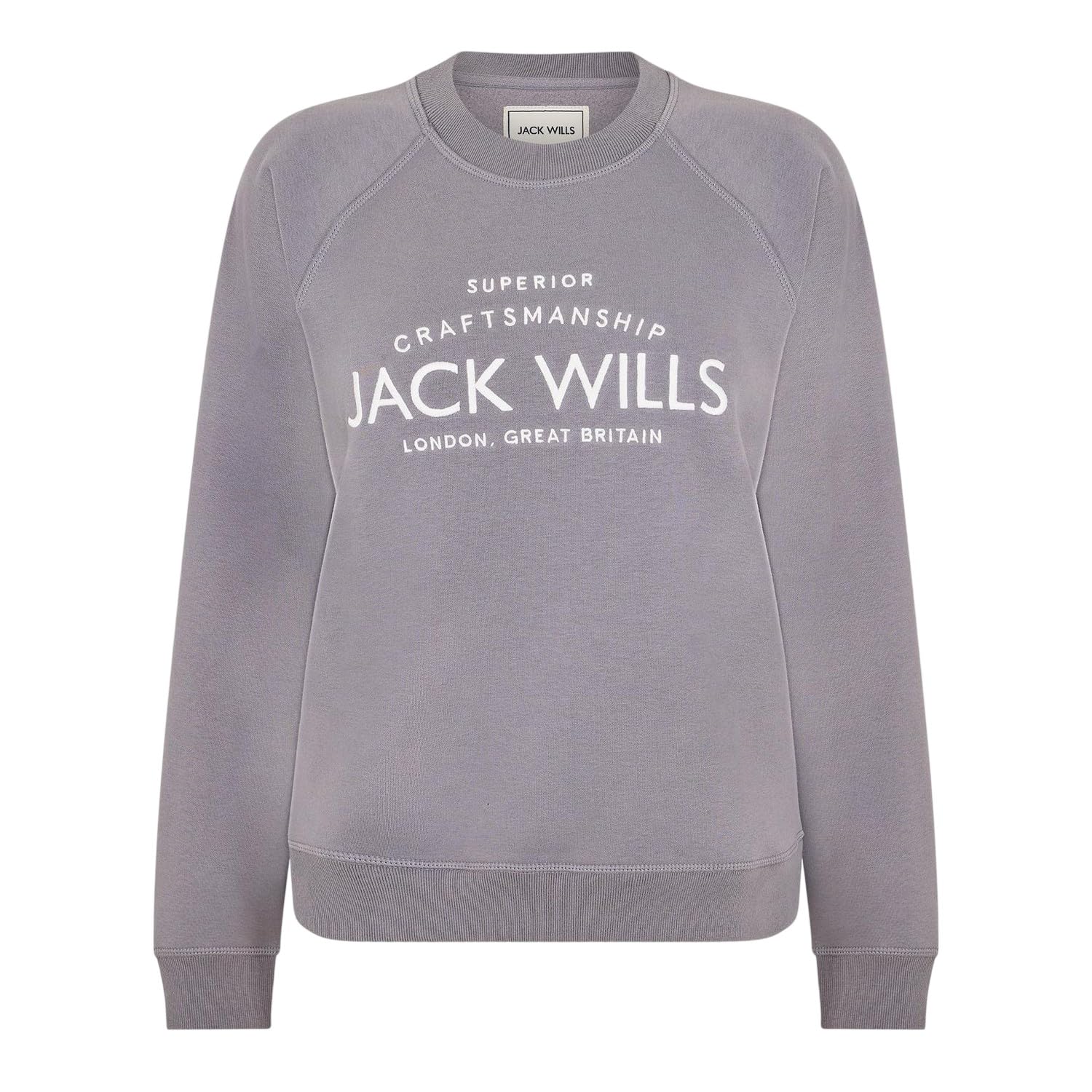 Jack Wills Womens Hunston Graphic Crew Neck Sweatshirt Long Dusky Blue 10