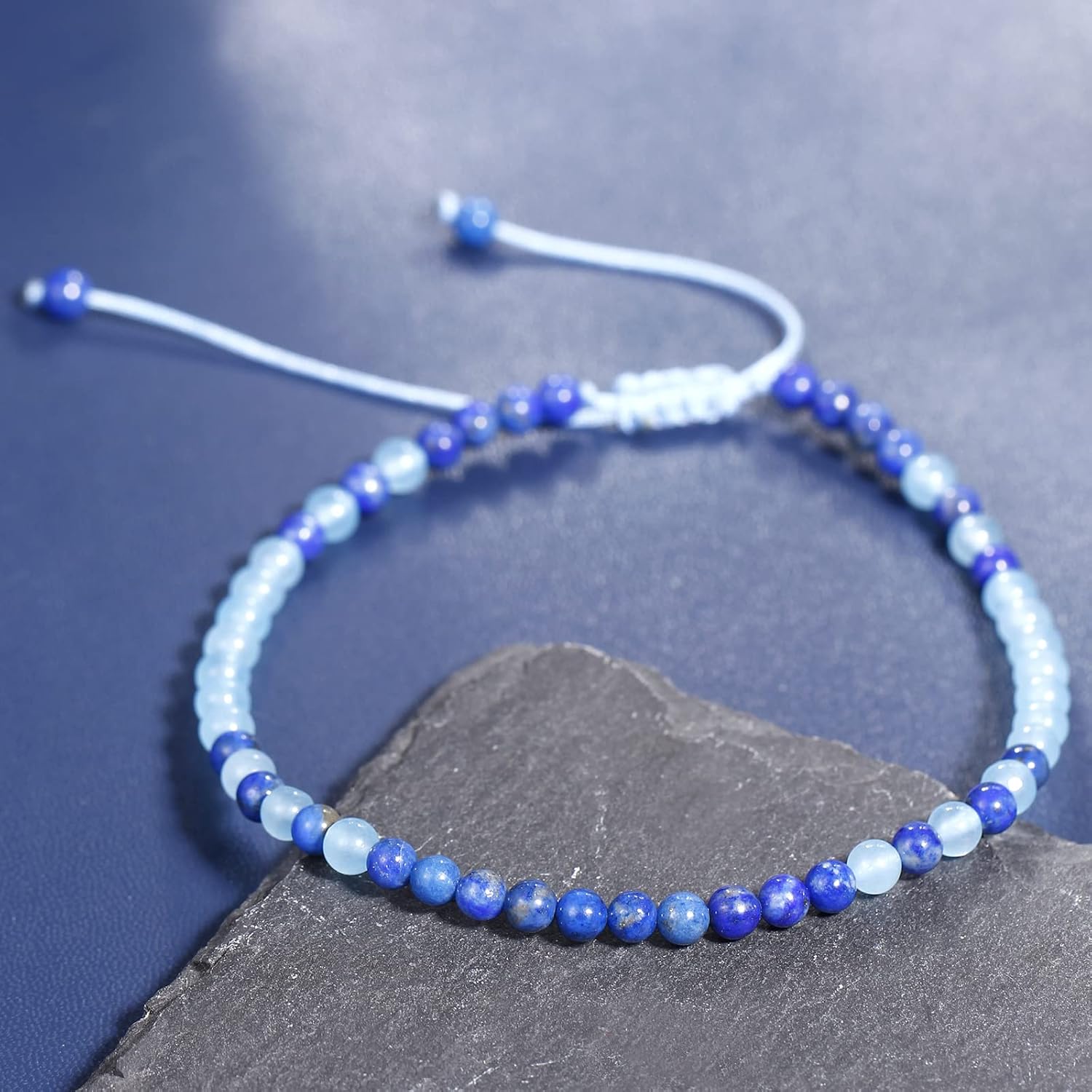 Jewever Agate Beads Anklet Bracelet for Women Healing Energy Crystals and Gemstones Beach Foot Beaded Jewelry Gifts - Image 5