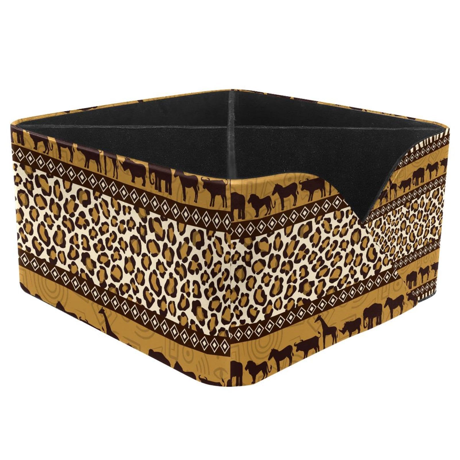 KengjuTesu African Wild Animals Desktop Organizer Pen Holder, Rectangular Pencil Cup for Office, Study and Makeup Stations