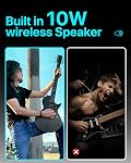 Enya Guitare électrique Nova Go Sonic 38 Guitarra en fibre de carbone électrique Smart de pouce avec 10W Haut-parleur sans fil, préréglages à bord, sac à gigs, câble de charge et clé de réglage(noir)
