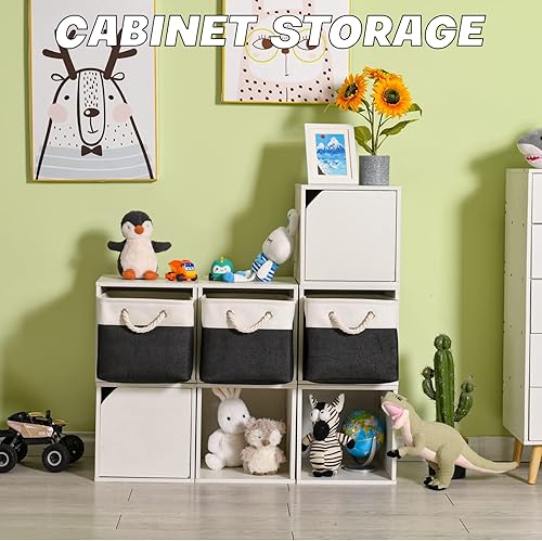 Miniatura 6 de Paquete de 3 contenedores de almacenamiento, canastas de almacenamiento de tela para almacenamiento plegables de lona medianas para organización