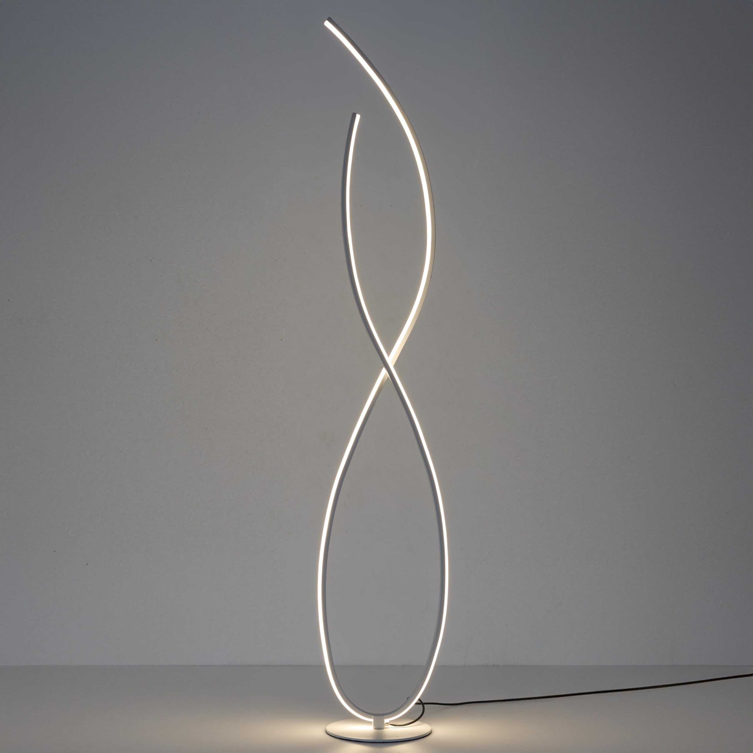 HOME DECO FACTORY - Design Spirallampe LED - Kaltweißes Licht für Konzentration & Klarheit - Robuste Metall-Struktur - Moderne Dekoration für Wohnzimmer & Büro - Weiß