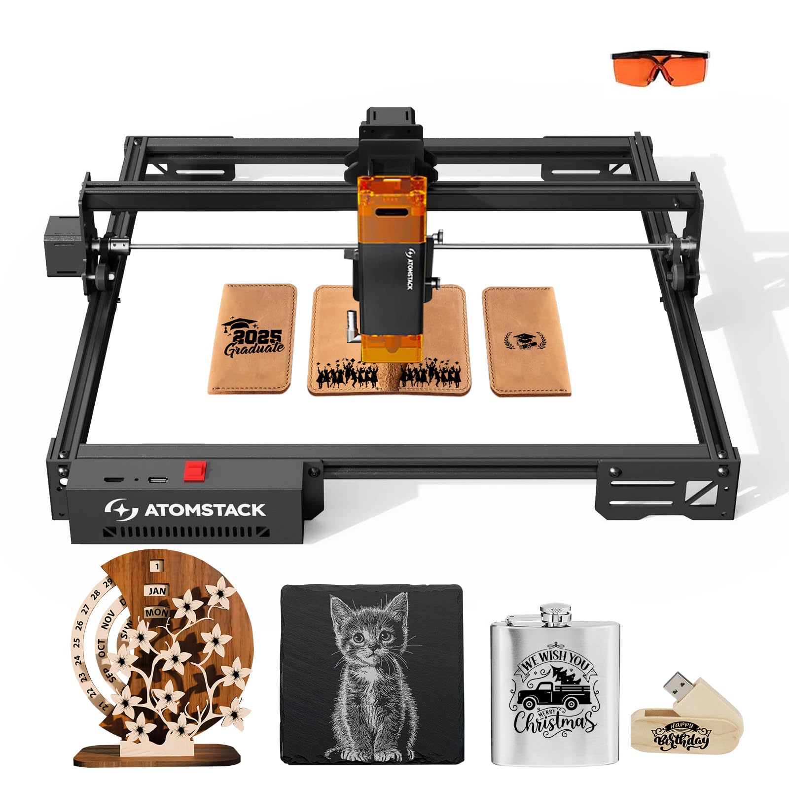 ATOMSTACK A5 Pro V2 Incisione laser stampante laser potenziata da 5 W incisore laser, incisore ad alta precisione da 0,06 mm, superficie di incisione 410 x 380 mm per legno, metallo e acrilico