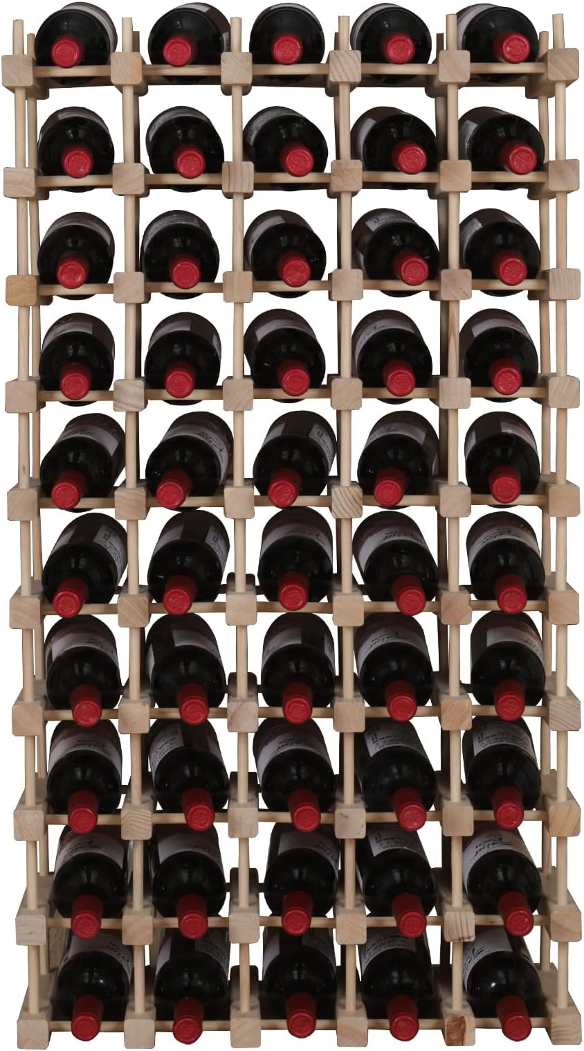 Wooden Stackable Storage Modular Small countertop Wine Rack Cabinet,Freestanding for Floor Wood Wine Bottle Shelf (50bottle)
