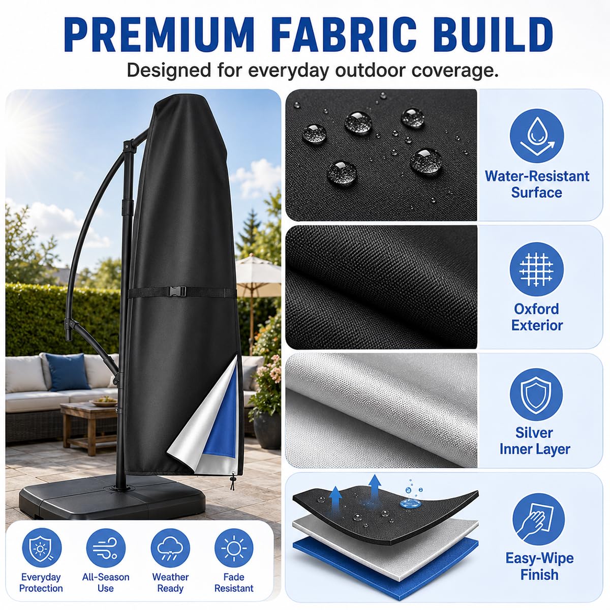 XDGDHSH Patio Umbrella Cover for Grand Patio Cantilever Round 11 ft, Outdoor Water-Resistant Offset Cantilever Cover with Zipper for Garden, Deck & Backyard : Patio, Lawn & Garden
