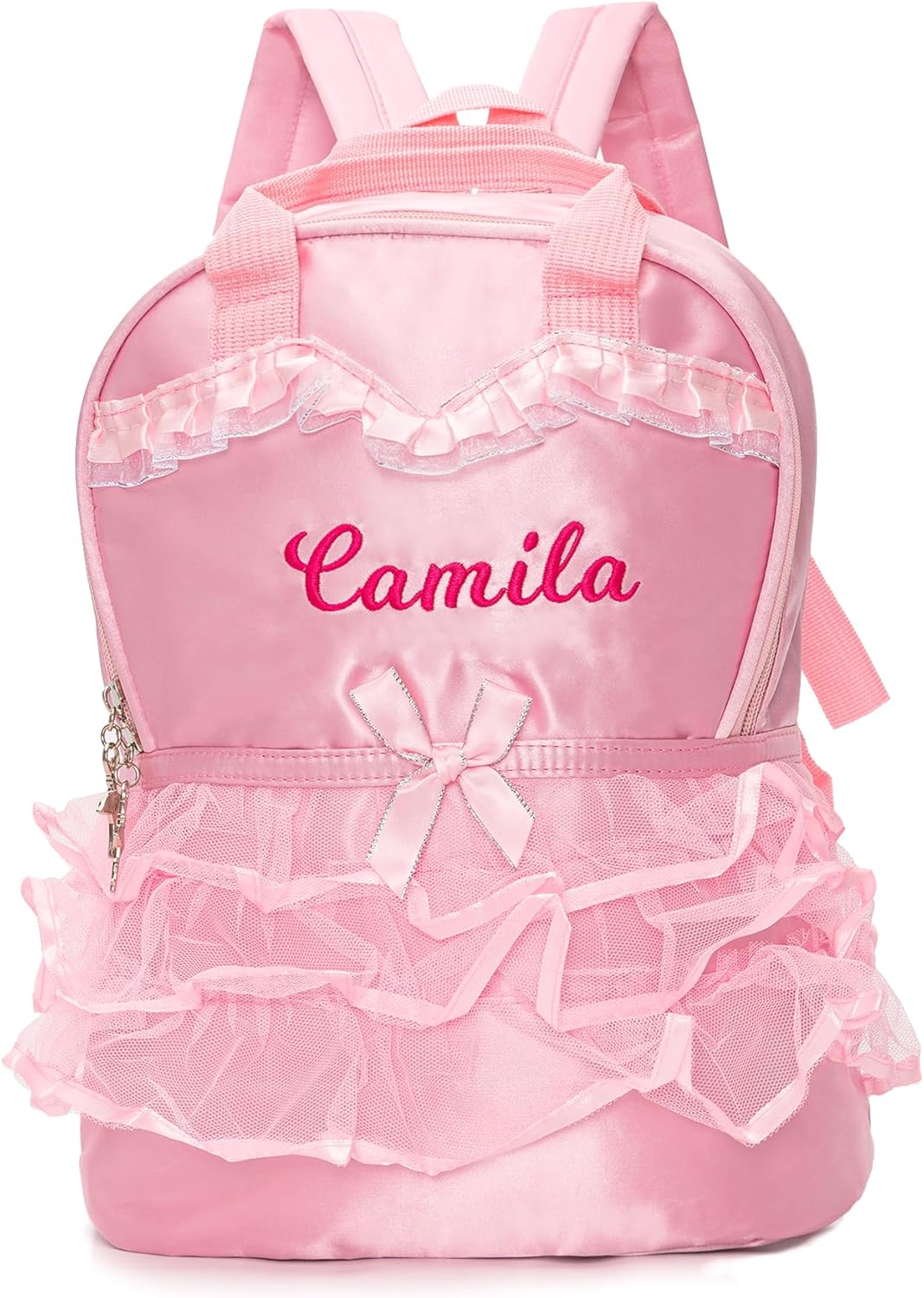 Ballet Dance Backpack Personalized Tutu Dress Dance Bag for Little Girls Custom Carry On Ballet Bag for Latin Yoga Tap Jazz, Custom Ballerina Gifts (Rose Red)