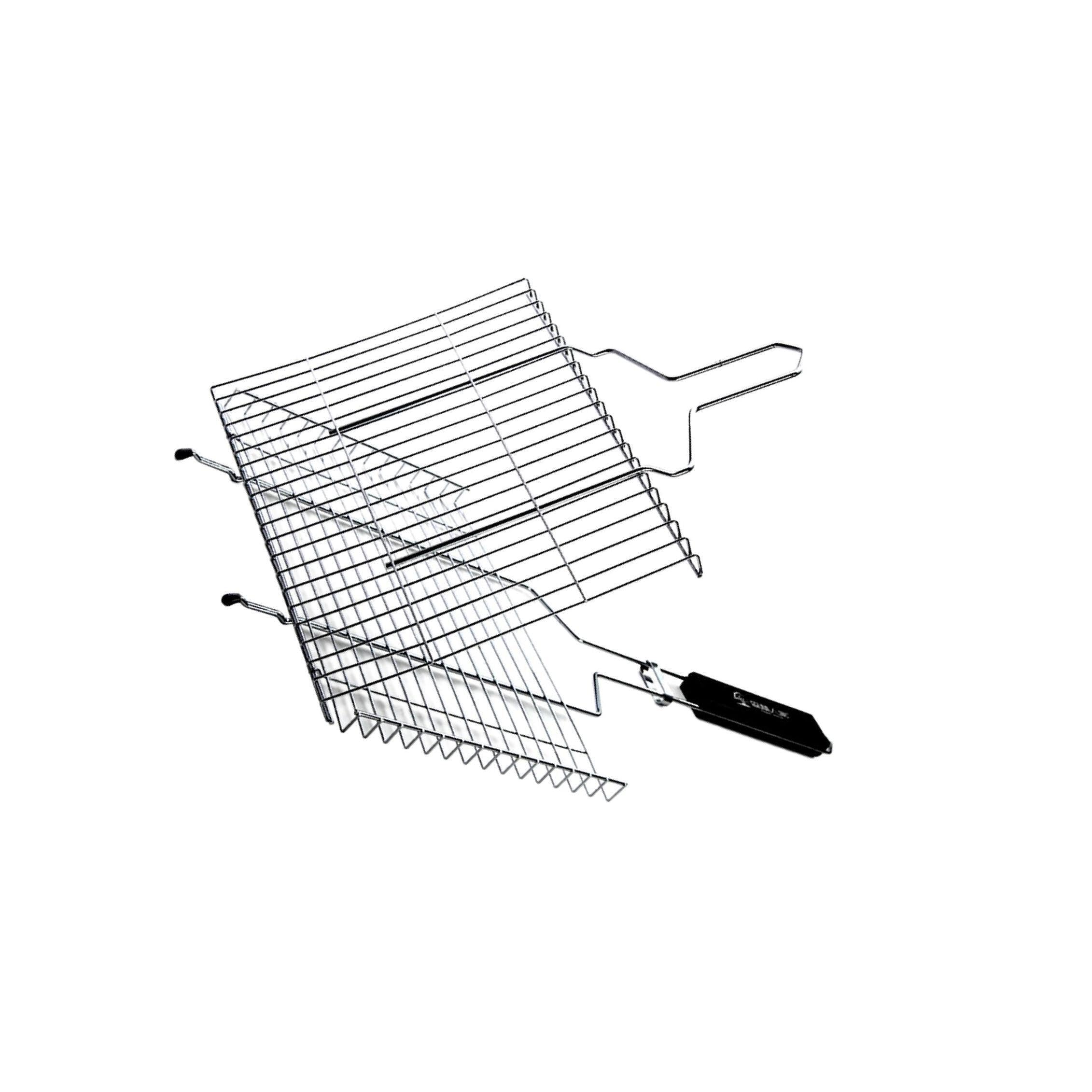 Cestello per griglia Portatile per Pesce, Accessori per Barbecue, Struttura in Acciaio Inossidabile per Cucinare all'aperto, Avventure in Campeggio e, Argento, 62.5x42 cm
