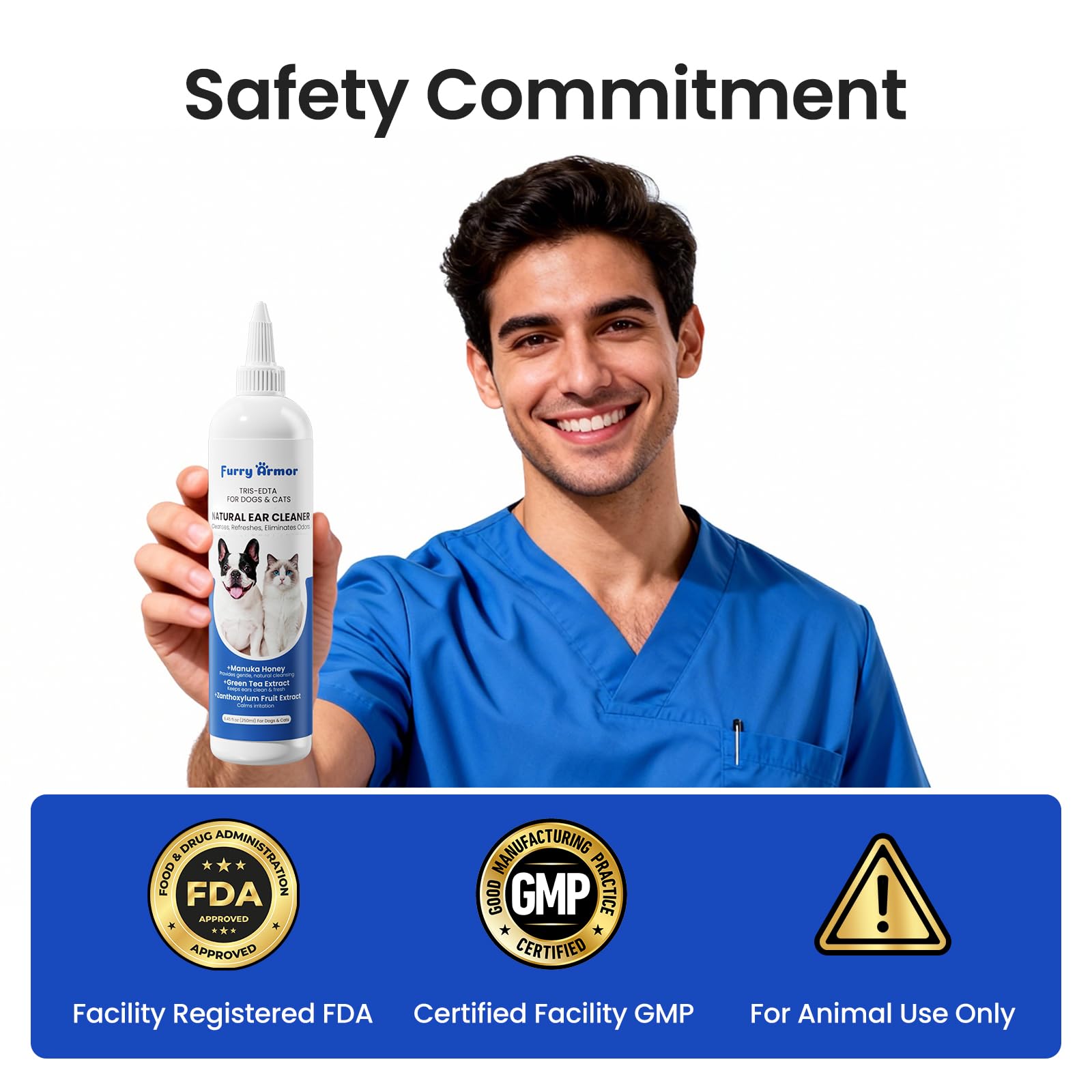 Itch Relief Ear Cleaner for Dogs & Cats Natural Gentle Formula with Manuka Honey & Green Tea - Triple Botanical Wash for Infection & Yeast Prevention, PH Balanced No-Sting 8.45 oz - image 8