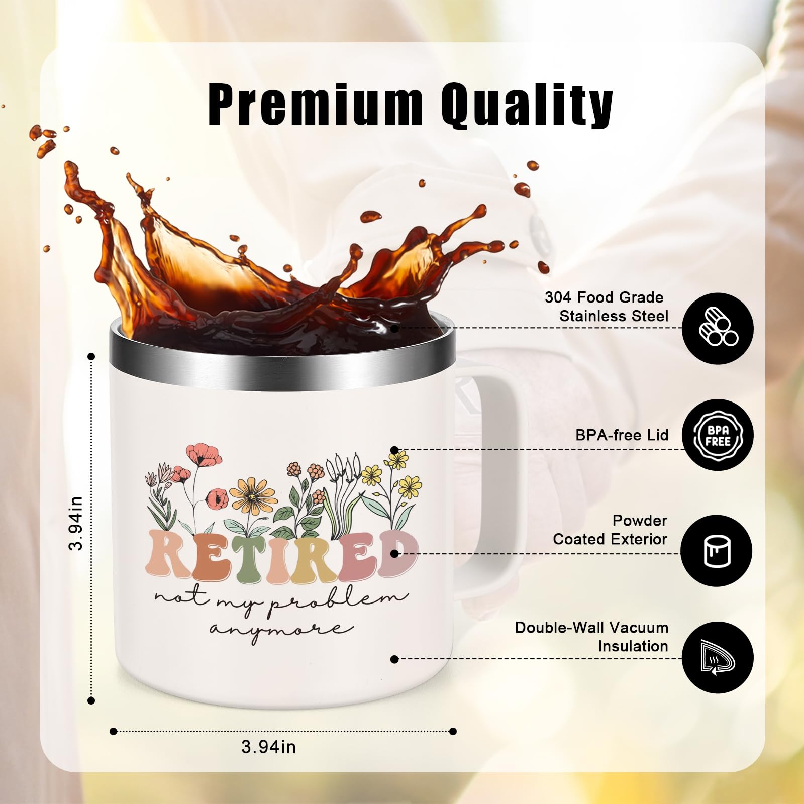 Lifecapido Regalo de jubilación para mujer, regalo de jubilación para mujeres, taza de café jubilada Not My Problem Anymore, regalos de jubilación, regalos de cumpleaños, regalos de Navidad para