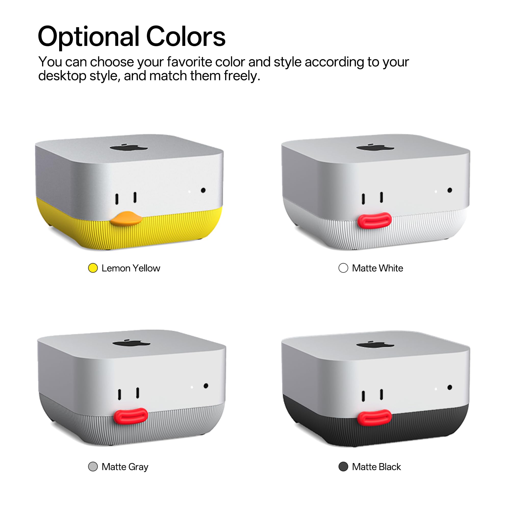 Lonelyfox Supporto per Mac mini M4 e M4 Pro, innovativo accesso frontale per pulsante di accensione, base in silicone anti-polvere, supporto da tavolo antiscivolo, tappi per pulsanti sostituibili