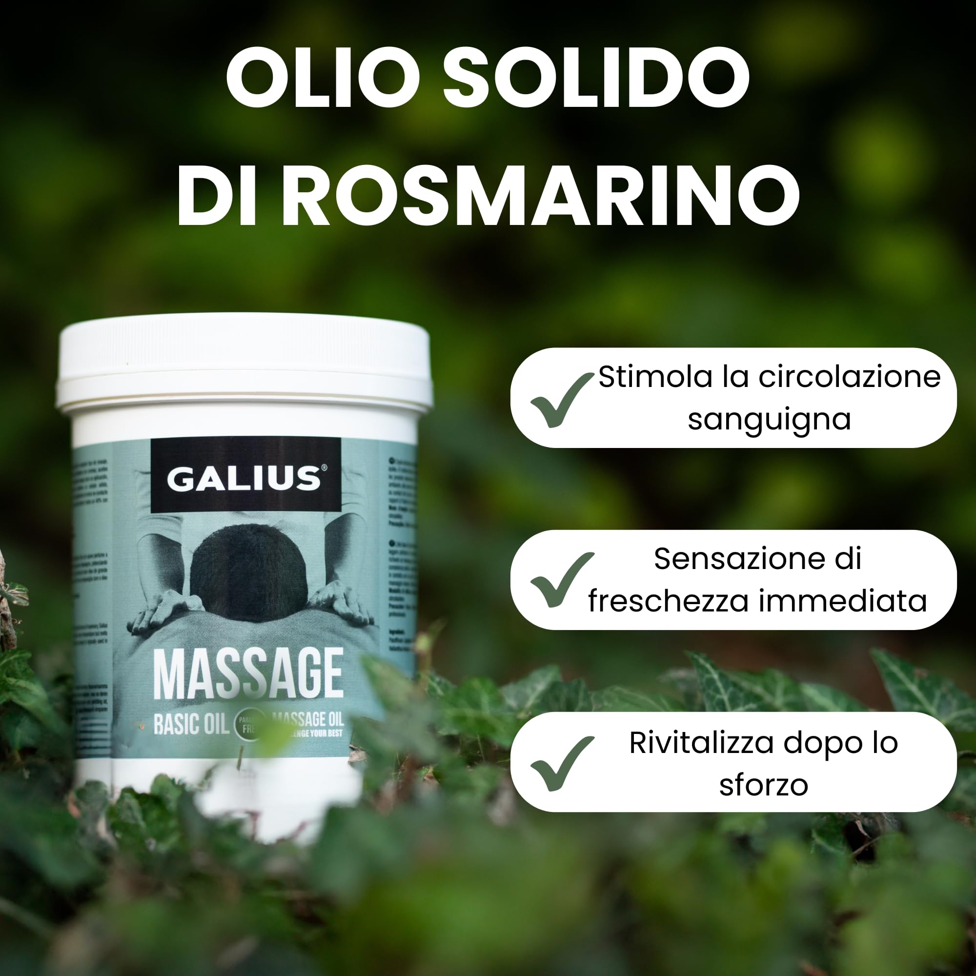 Galius - Olio Sólido di Rosmarino per Massaggi - Oli Essenziali per Professionisti e Sportivi - Olio di Rosmarino - Combatte l'Infiammazione Allevia il Dolore Muscolare Stimola la Circolazione 1000ml