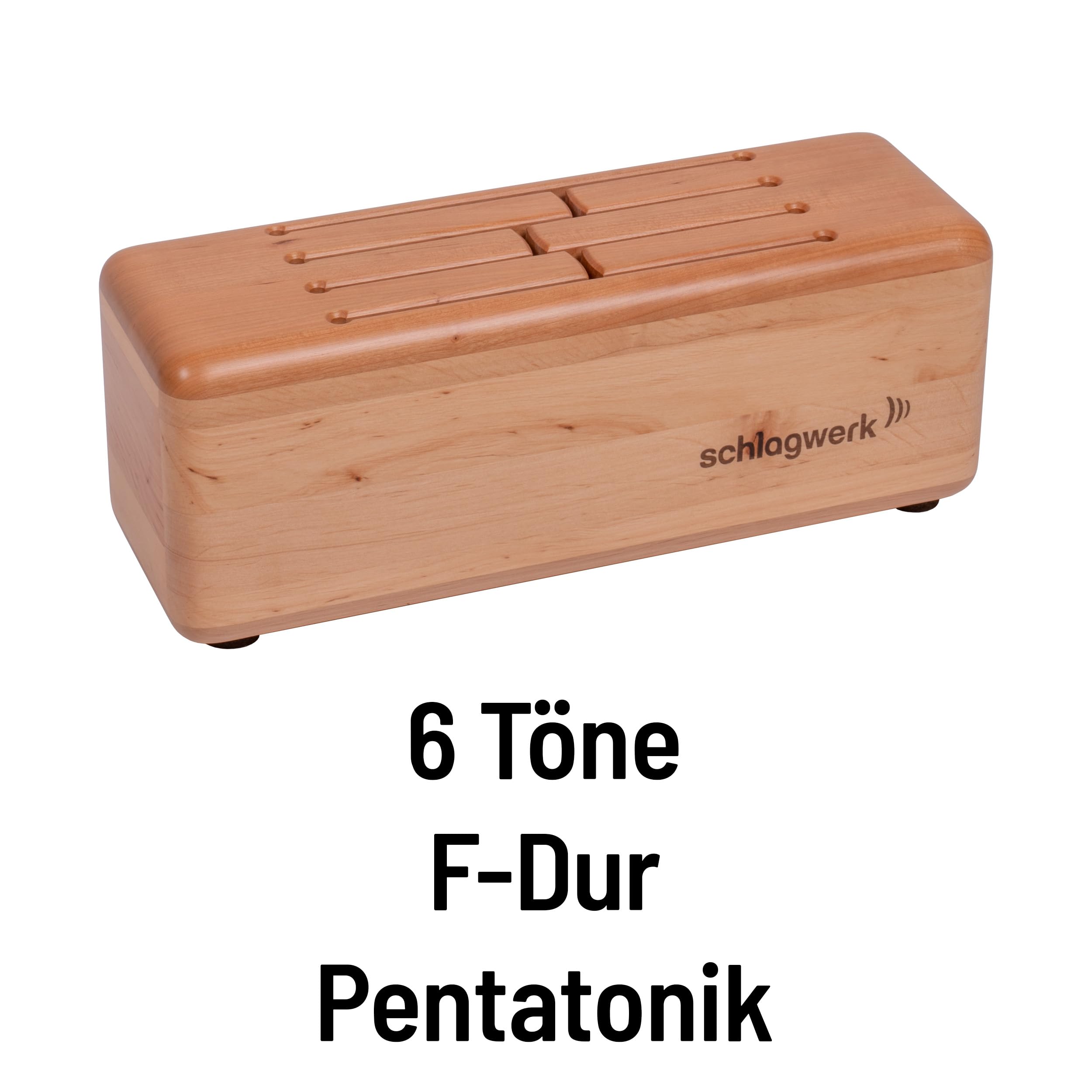 Schlagwerk 45063 Schlitztrommel (Log Drum) - 6 Töne, F-Pentatonik - Hochwertiges Percussion-Musikinstrument aus Kirsche & Erle für Musiktherapie, Klangschalen-Entspannung & Früherziehung