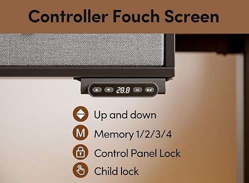 Miniatura 5 de BANTI Escritorio eléctrico de pie ajustable en altura con 4 cajones, mesa de 55 x 24 pulgadas con estante de almacenamiento, escritorio de pie,