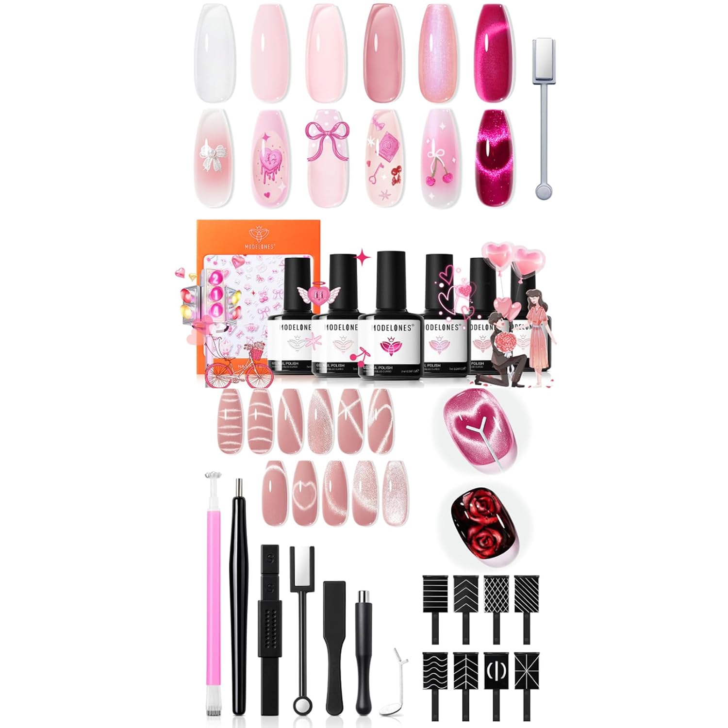modelones Cat Eye Magnet Set+ 6 colors Gel Nail Polish Set