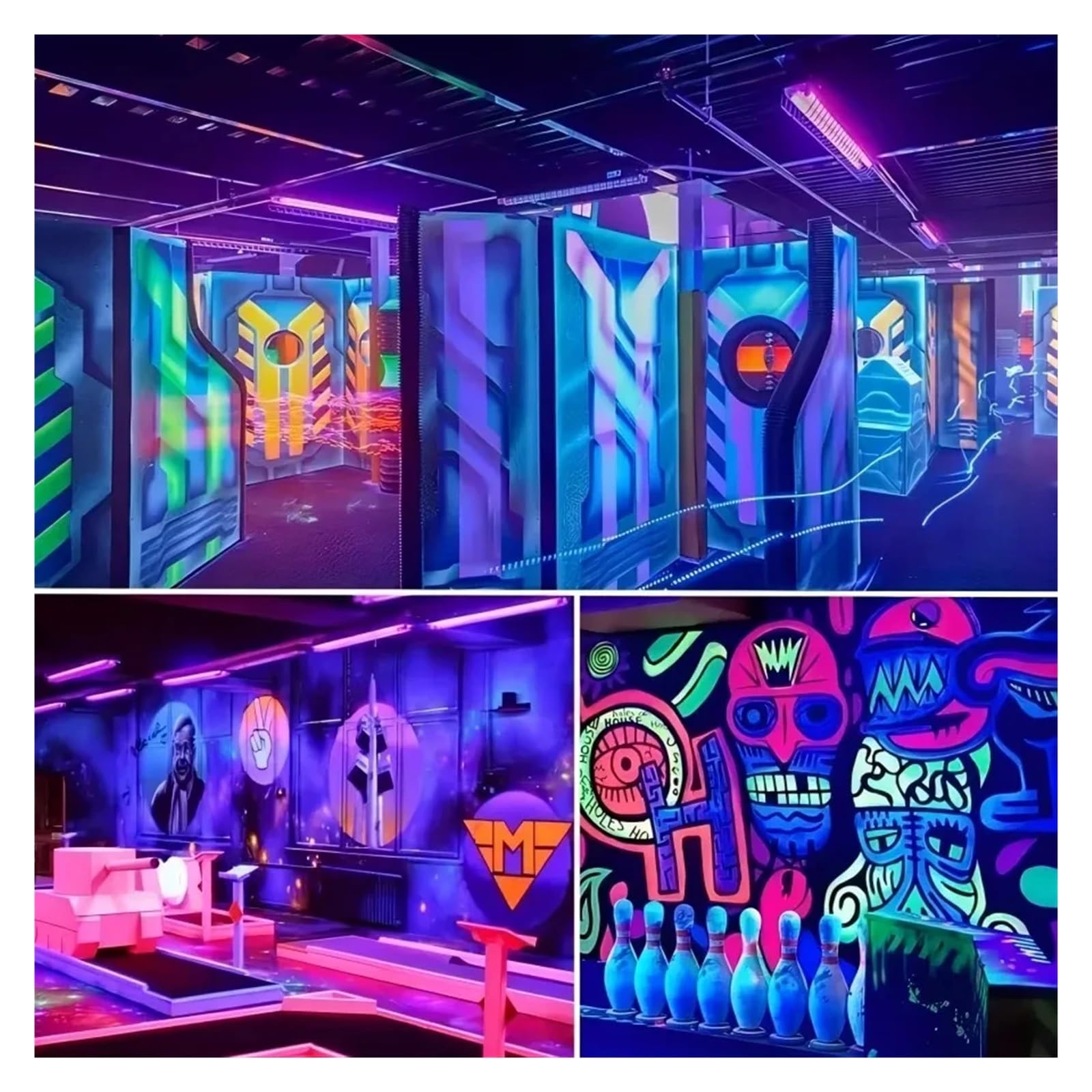 1/2 szt. listwy świetlnej UV do pokoju, szafki, świąteczne dekoracje na Halloween, plakat z farbą do ciała, fluorescencyjny gobelin, świecąca impreza(2Pcs)