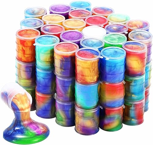 Barrel Slime - Paquete de 48 unidades de mini slime de galaxia regalos de fiesta para niñas y niños, kit de slime súper suave y elástico para niños