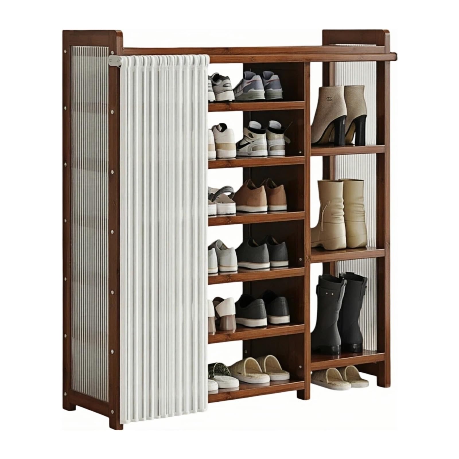 XUJUAN-0227 Shoe Cabinet Entryway Shoe Rack for Apartment Household Indoor Storage Cabinet Shelf(Bruin,Large)