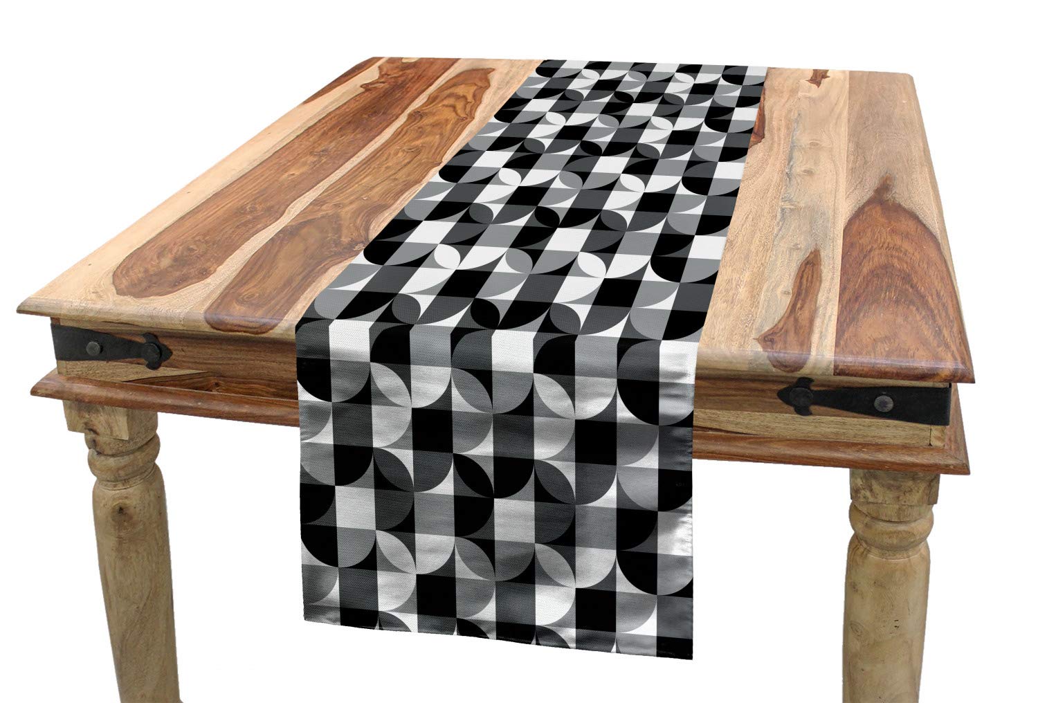 ABAKUHAUS Runner Rettangolare 40x180 Cm, Colore Grigio Scuro, Motivo Monochrome Starfish. 100% Poliestere, Fatto In Turchia.