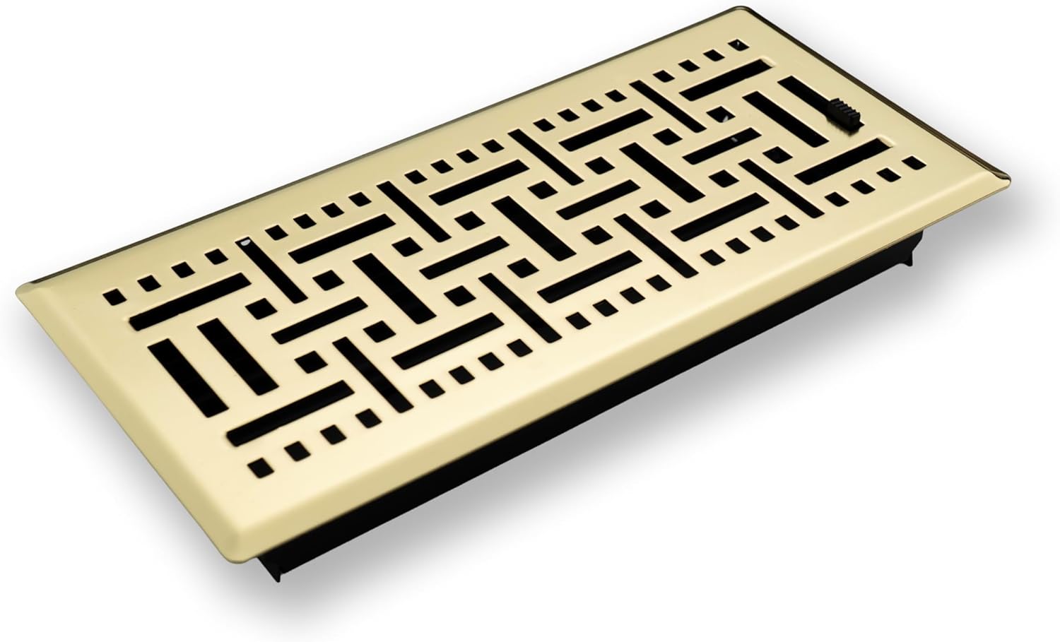 [8 Pack] Fits 4x10 and 10x4 Duct Opening | Decorative Floor Register with BasketWeave Design by Handua | Heavy Duty Walkable Design | Damper |Floor Vent | Easy Adjust Air Supply Lever | Polished Brass