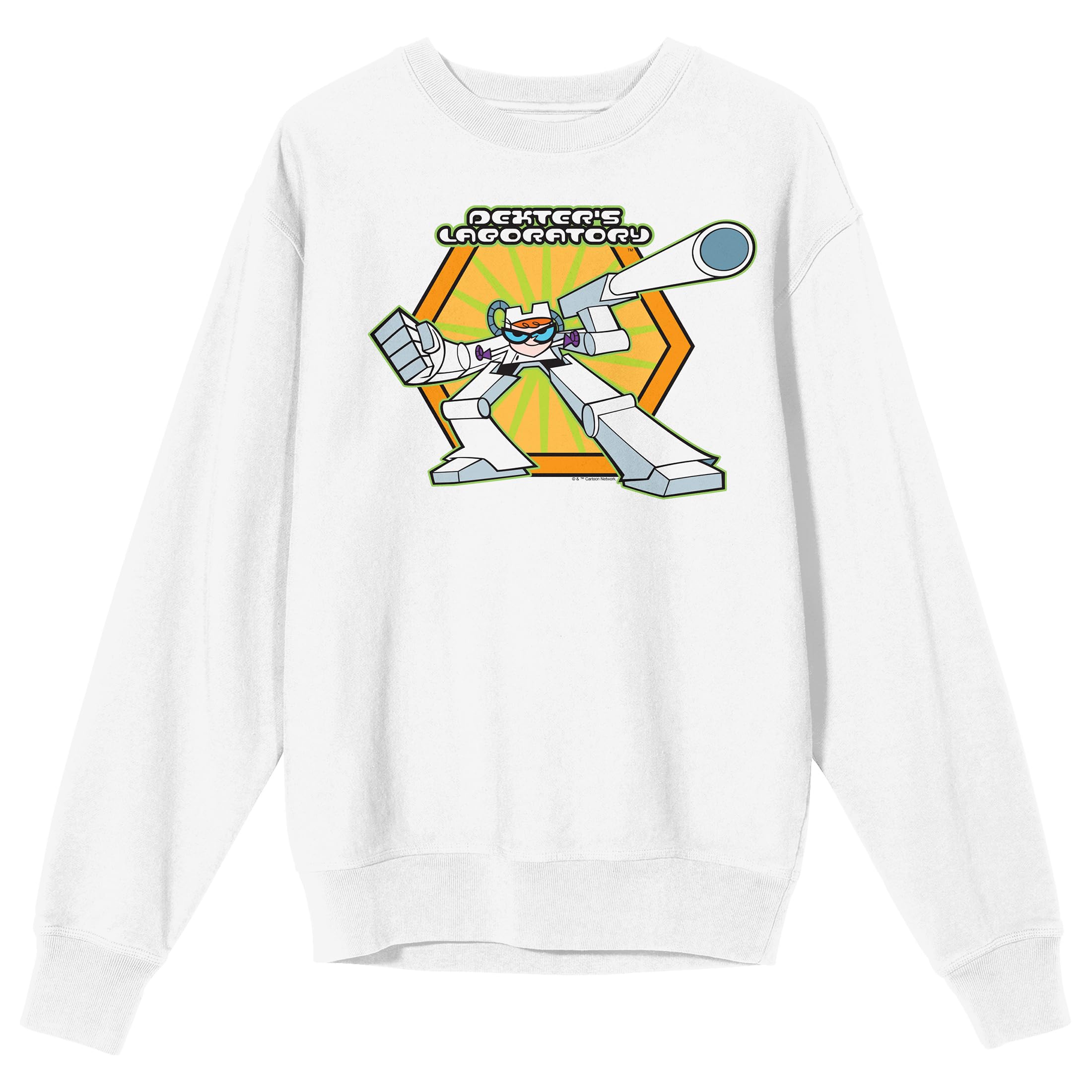 Bioworld Dexter's Laboratory Exo-Suit Dexter Crew Neck Long Sleeve White Adult Sweatshirt