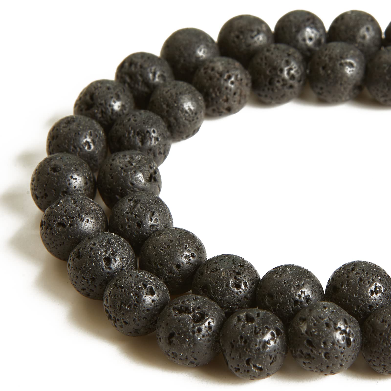 35pcs 10mm Black Lava Beads Natural Gemstone Beads Round Loose Beads for Jewelry Making — image 1