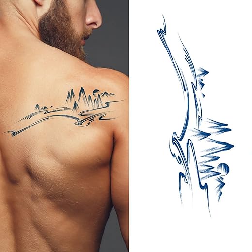 Lick Unisex Realistic Semi Permanent Temporary Tattoo Body Plant-Based Tattoos Stay 15 Days | Matte Blue Finish Body Sticker | Non-Toxin Waterproof | For Parties, Vacations,…